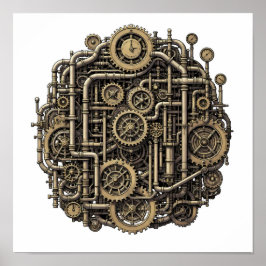 Poster Seamless Steampunk Gear Pattern Fabric and Paper