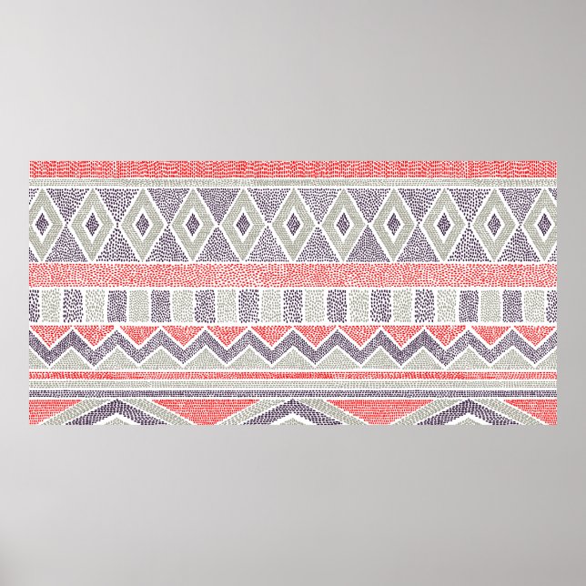 Poster Seamless striped ethnic pattern. Tribal and aztec  (Frente)