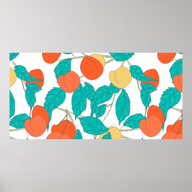 Poster Seamless texture with fruits and leafs (Frente)