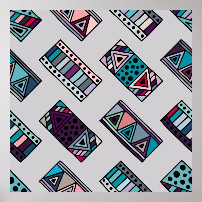 Poster Seamless vintage pattern. geometrical background w (Frente)