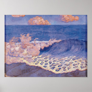 Poster Seascape azul, efeito da onda, c.1893