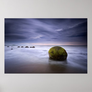 Poster Seascape do nascer do sol dos pedregulhos de