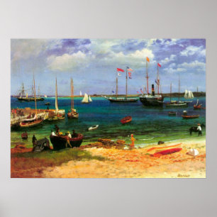 Poster Seascape do vintage, porto de Nassau por Bierstadt