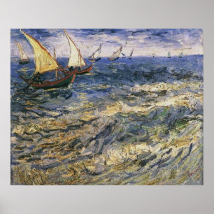 Pôster Seascape em Saintes-Maries por Vincent van Gogh