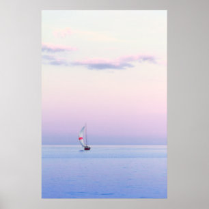 Poster Seascape Pastel com um veleiro