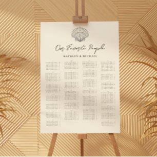 Poster Seashell Beach Ocean Casamento Alfabético