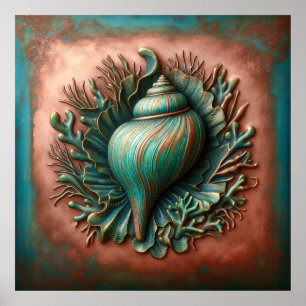 Poster Seashell Copper e Patina Beach House
