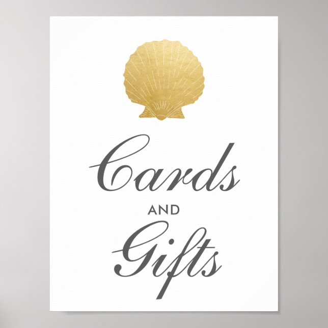Poster Seashell Faux Gold Foil | Ocean Gifts Sign (Frente)