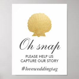 Poster Seashell Faux Gold Foil | Ocean Insta Sign