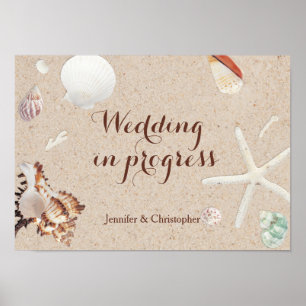 Poster Seashells & casamento de praia da estrela do mar