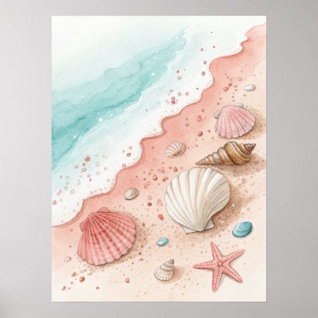 Poster Seashells Sandy Beach (Frente)