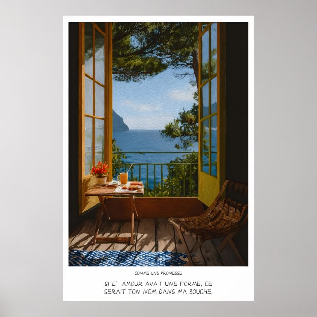 Poster Seaside Balcony Wall Art Print - Romantic Morning (Frente)