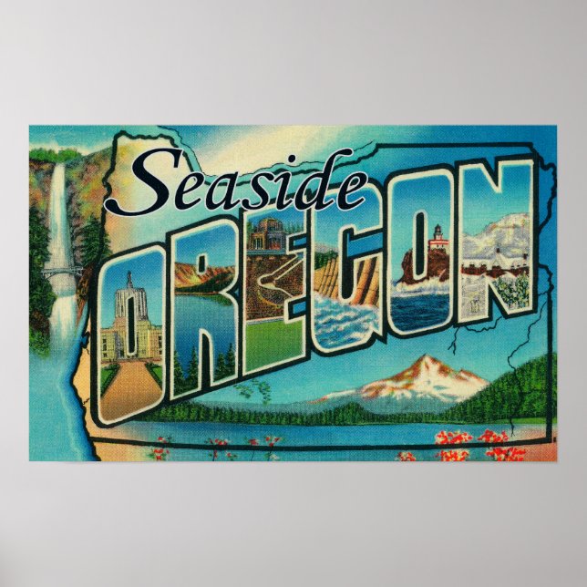 Poster Seaside, Oregon - Cenas com Letras Grandes (Frente)