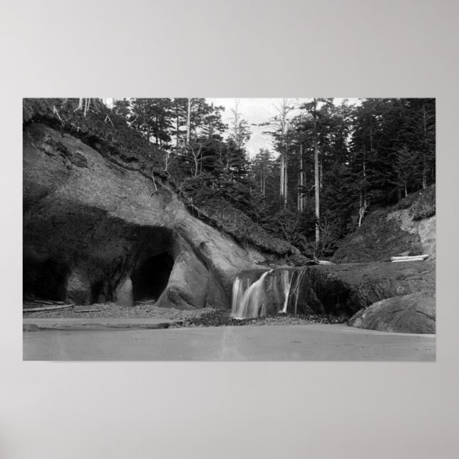 Pôster Seaside, Oregon Waterfall perto de Hug Point (Frente)