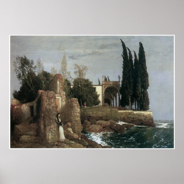 Pôster Seaside Villa, Arnold Bocklin 1878 (Frente)