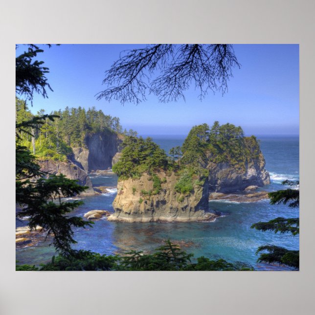 Pôster Seastacks, Terras Tribais Makah Nation, Cabo (Frente)