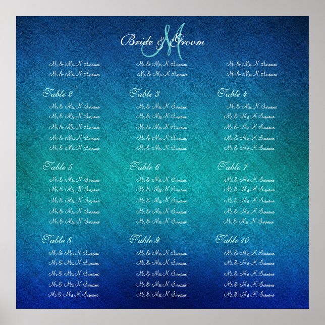 Pôster Seating chart wedding birthday party (Frente)