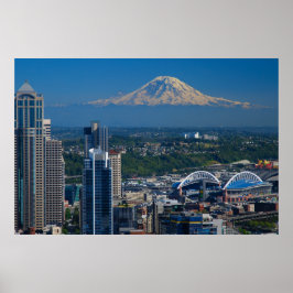 Poster Seattle com o Monte Rainier Fotografia
