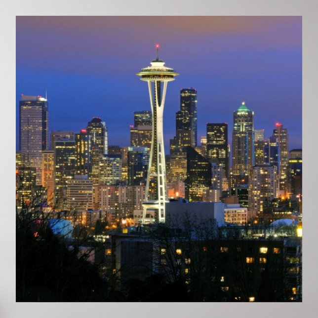 Pôster Seattle é visto do Parque Kerry, na Rainha Anne (Frente)