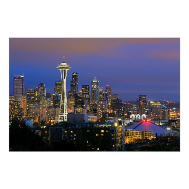 Pôster Seattle é visto do Parque Kerry, na Rainha Anne (Frente)