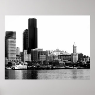 Poster Seattle in B&W