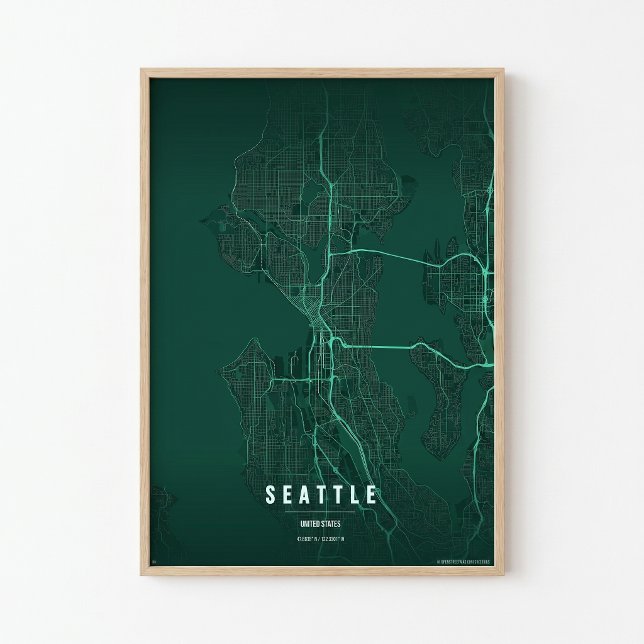 Poster Seattle Map Print Washington City Wall Art Gift (Criador carregado)