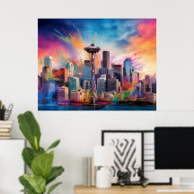 Seattle Skyline Grafite Art