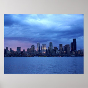 Pôster Seattle sob nuvens