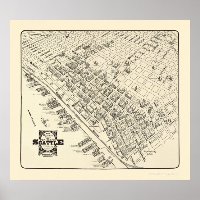 Poster Seattle, WA Panorâmica - 1903 (Frente)