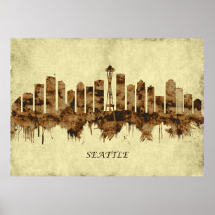 Poster Seattle Washington Cityscape