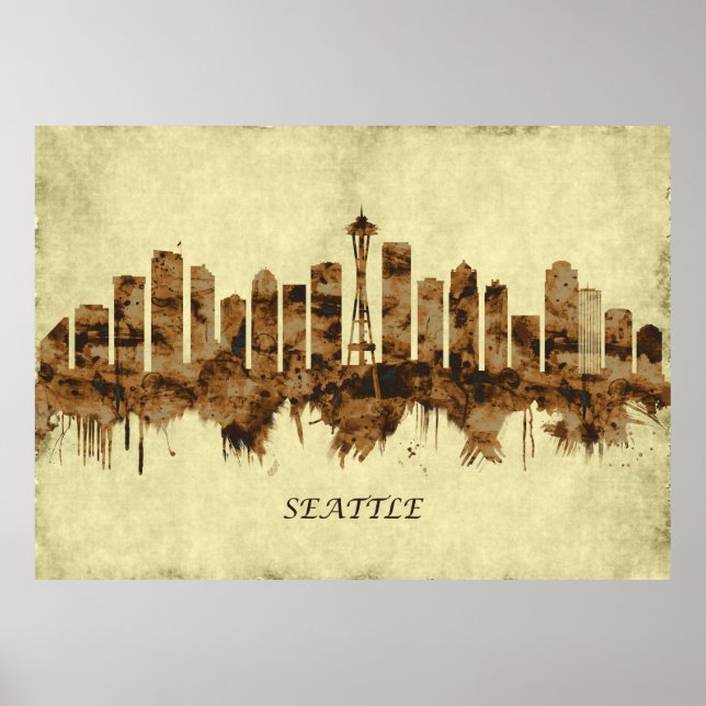 Poster Seattle Washington Cityscape (Frente)