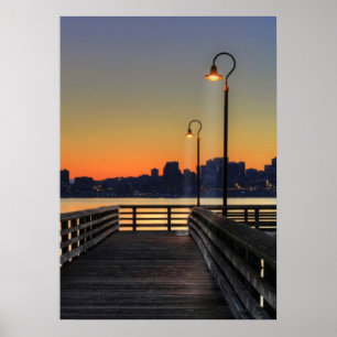 Pôster Seattle Washington Downtown Skyline