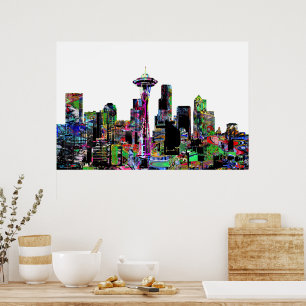 Pôster Seattle, Washington em grafite