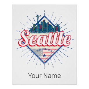 Pôster Seattle Washington EUA City Skyline EUA