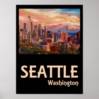Poster Seattle Washington Retro Viagem