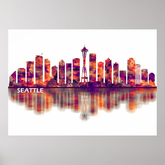 Poster Seattle Washington Skyline (Frente)