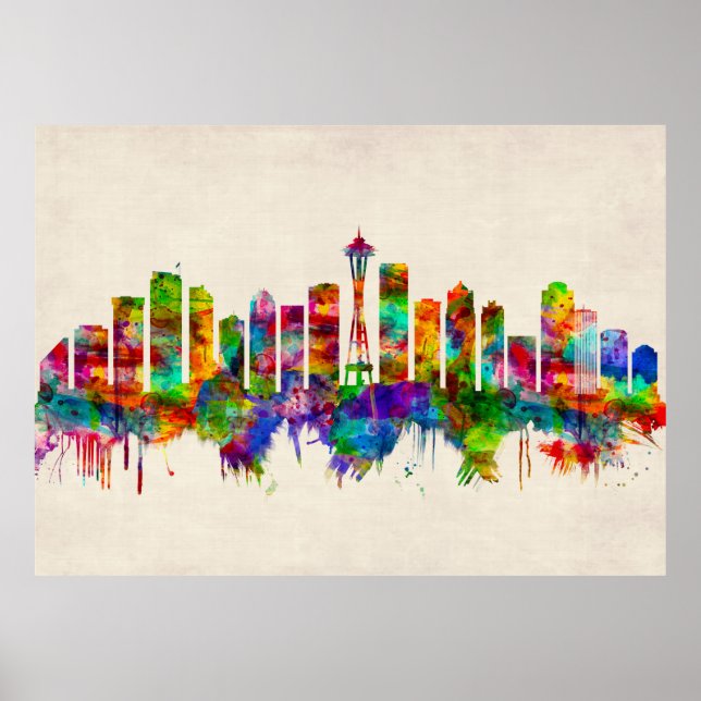 Poster Seattle Washington Skyline (Frente)