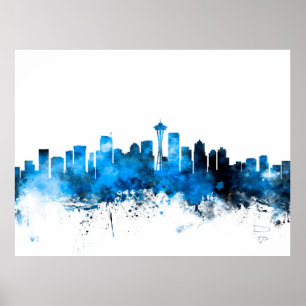 Pôster Seattle Washington Skyline