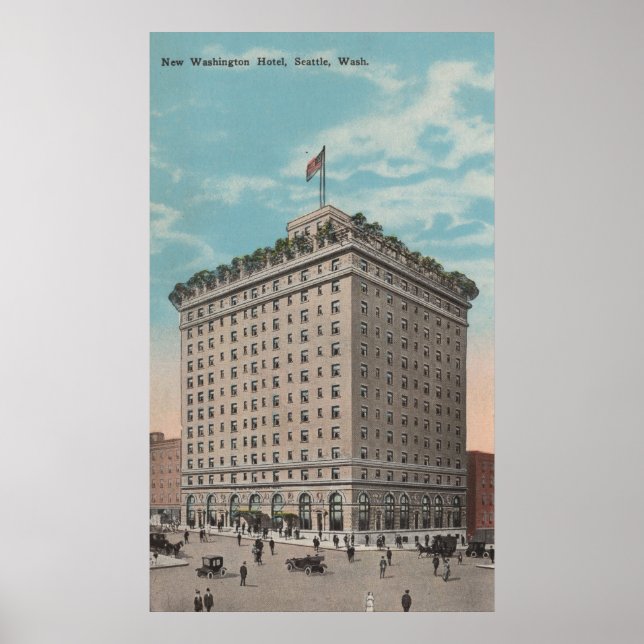 Poster Seattle, WAView do Hotel Washington (Frente)