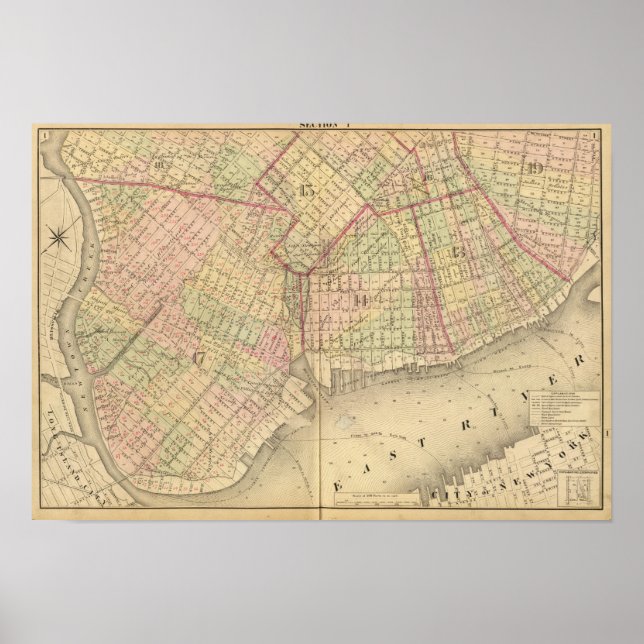 Pôster Sec 1 Mapa do Brooklyn (Frente)