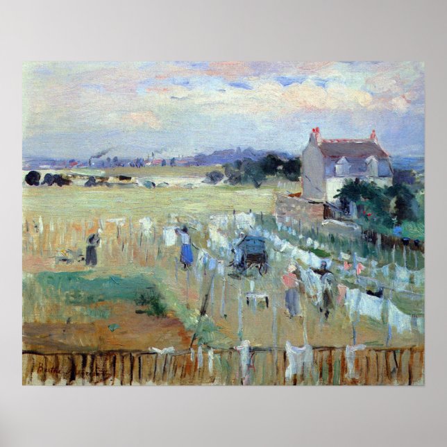 Poster Secagem de roupa por Berthe Morisot (Frente)