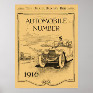 Pôster seção 1916 diária do automóvel da abelha de Om