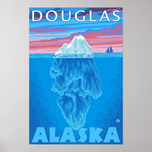 Poster Seção Cruzada de Iceberg - Douglas, Alasca (Frente)