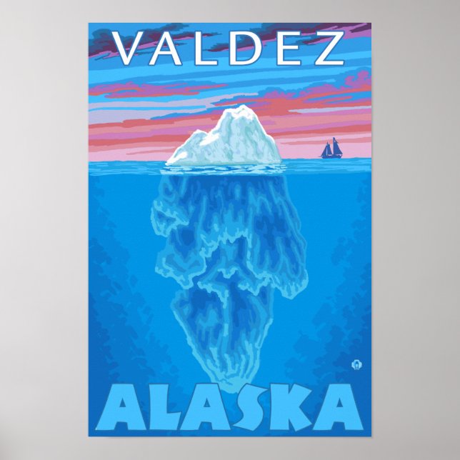 Poster Seção Cruzada de Iceberg - Valdez, Alasca (Frente)