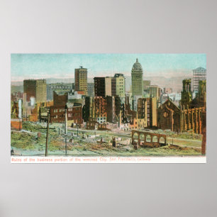 Pôster Seção de Negócios em Ruínas Após Fogo