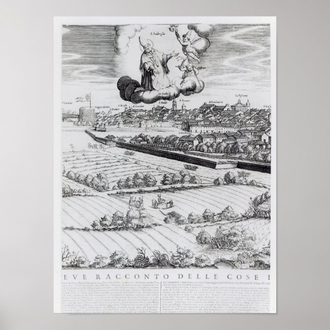 Pôster Seção de um Mapa de Milão, 1640 (Frente)
