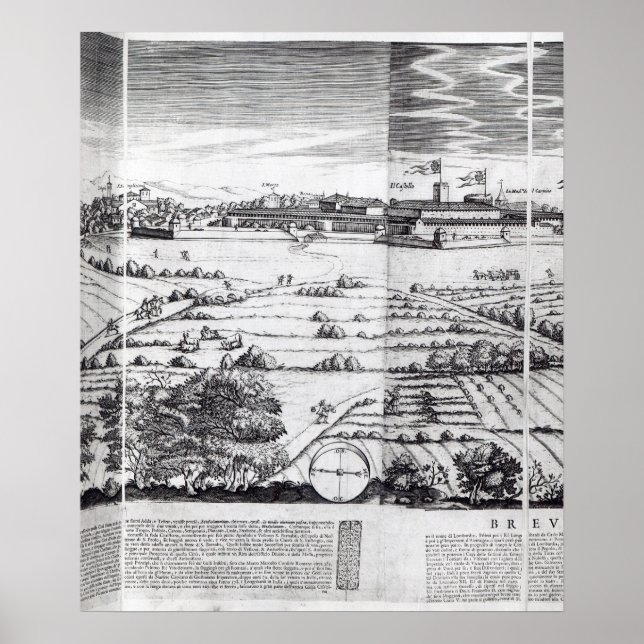 Pôster Seção de um Mapa de Milão, 1640 (Frente)