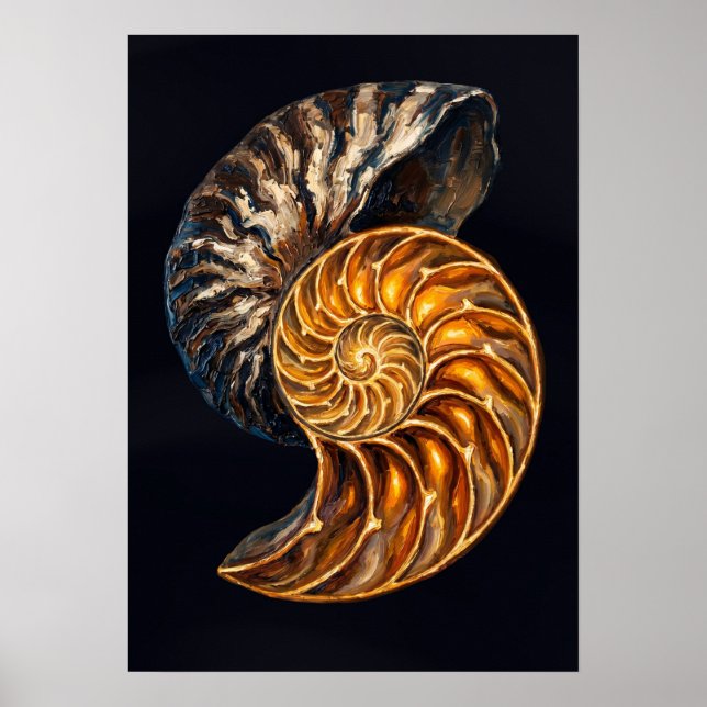 Poster Seção Transversal da Concha do Nautilus — Espiral  (Frente)