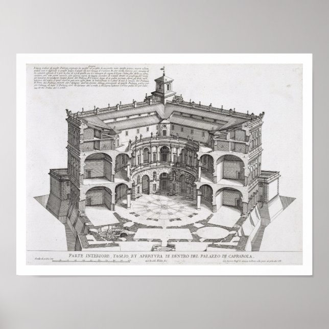 Pôster Seção transversal de Villa Caprarola, Bagnaia (gra (Frente)