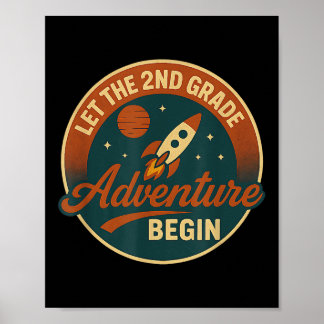 Poster Second Grade Adventure Rocket Kids Or Teacher Back